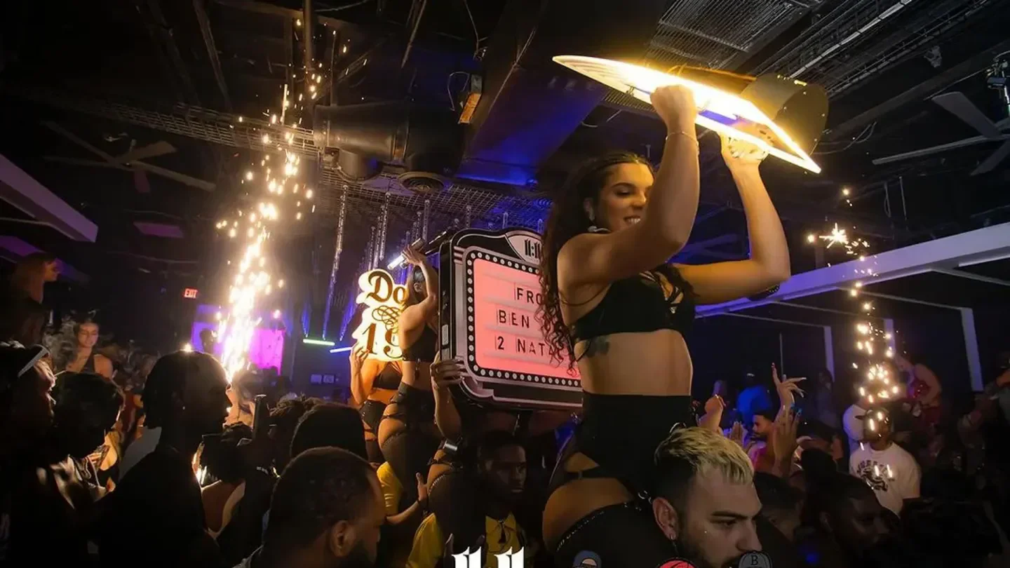 Energetic night at 11:11 Scottsdale nightclub with crowds and sparks flying in Scottsdale.