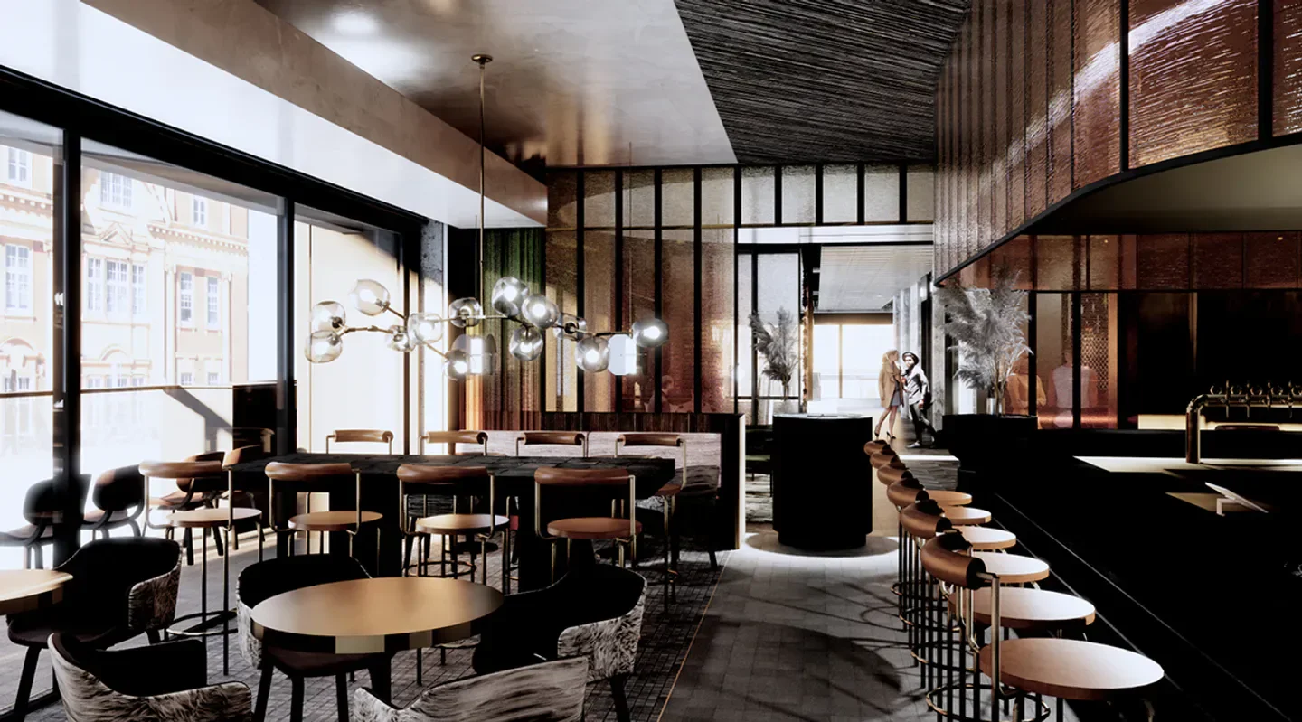Interior of Advieh restaurant in Auckland, featuring stylish bar and seating area.