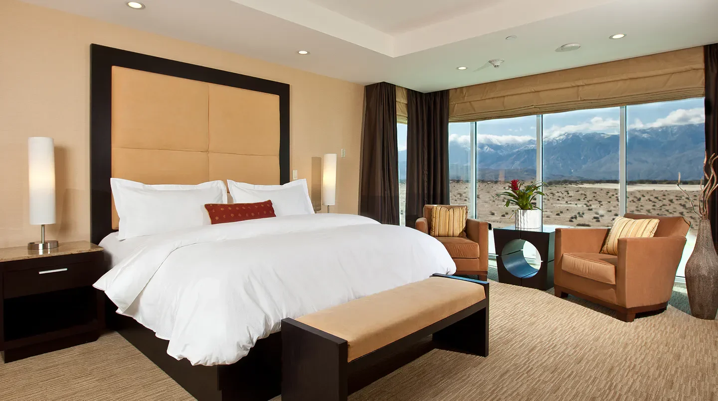 Agua Caliente Resort Casino Spa Rancho Mirage hotel room in Palm Springs with a mountain view