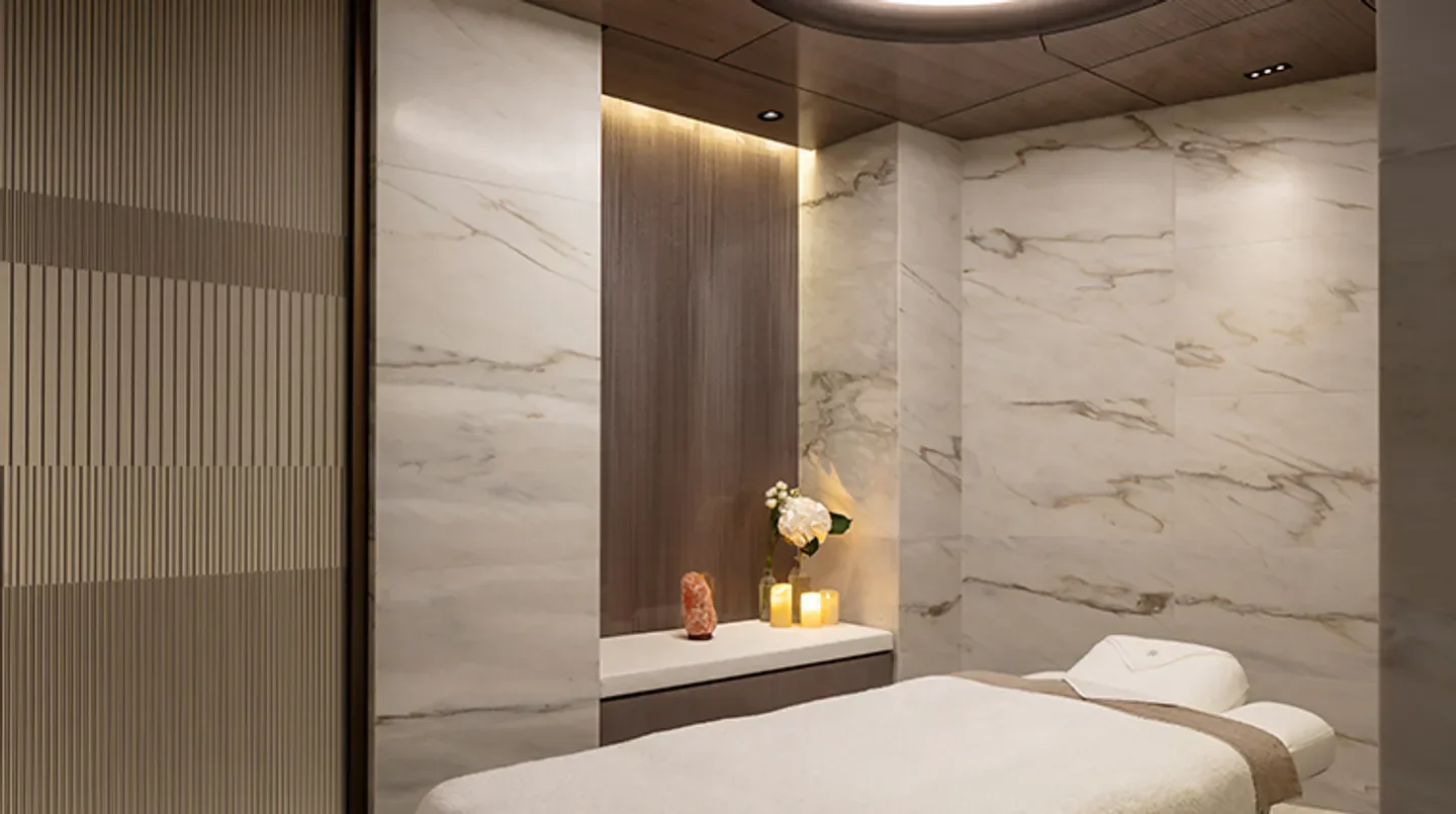 Interior of Akasha Holistic Wellbeing Centre in Paris, featuring a spa treatment room