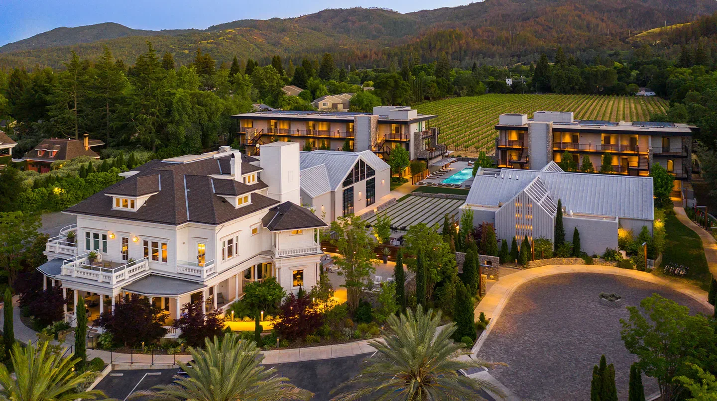 Aerial view of Alila Napa Valley, a luxury hotel in beautiful Napa Valley