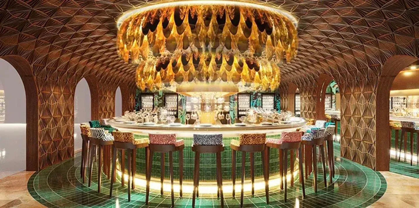 Interior view of Anaconda nightclub in Bangkok, featuring a circular bar and decor