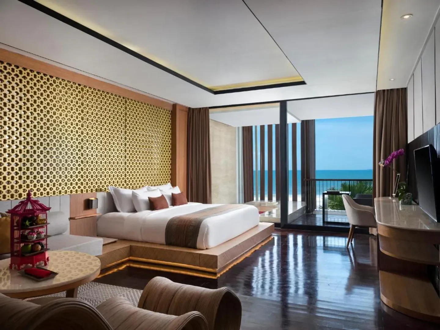 Luxury room with ocean view at Anantara Seminyak Bali Resort, Bali.