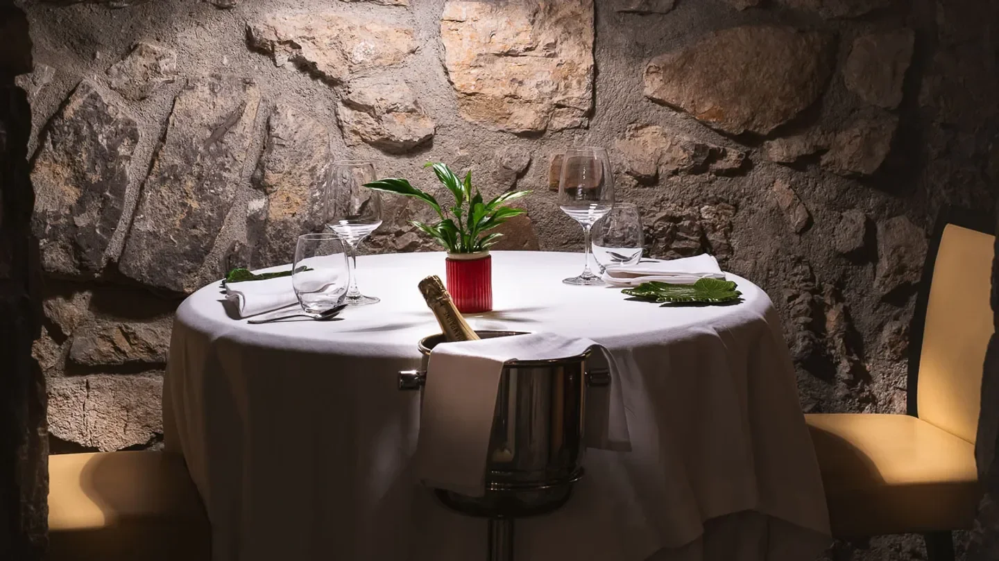 Cozy table setting at Antica Osteria Nonna Rosa, nestled in the Amalfi Coast restaurant.