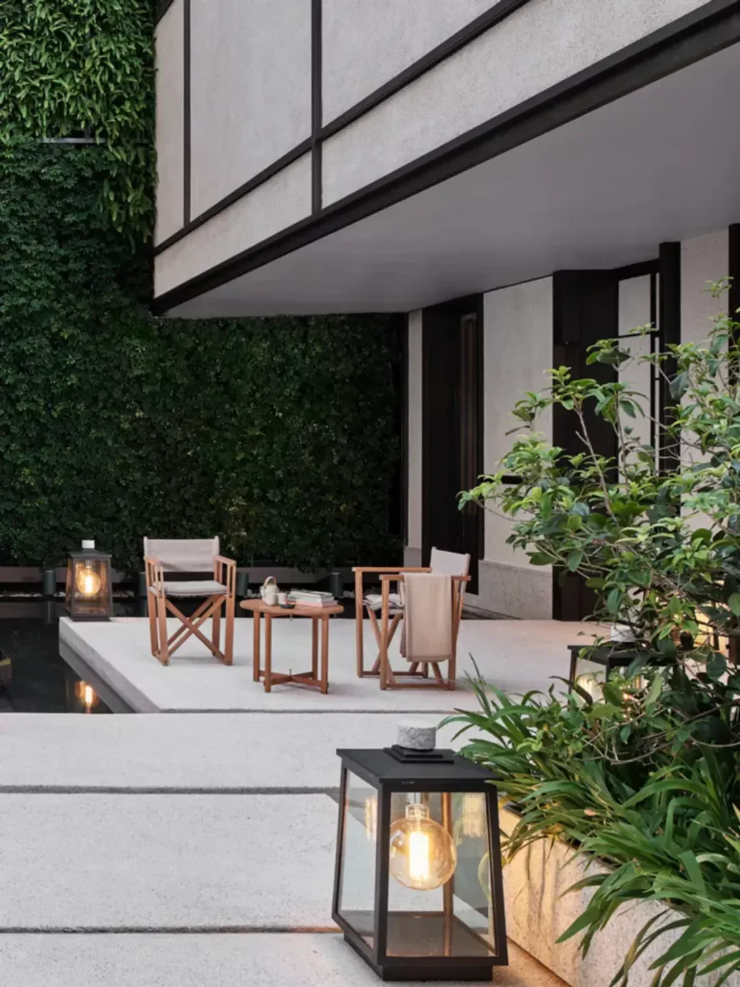 Asaya spa in Hong Kong: outdoor relaxation area with modern design and greenery