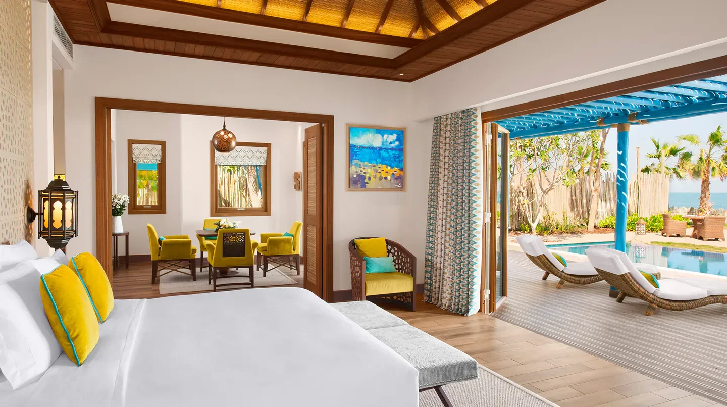 Luxury suite at Banana Island Resort Doha by Anantara, with pool and sea views in Doha.