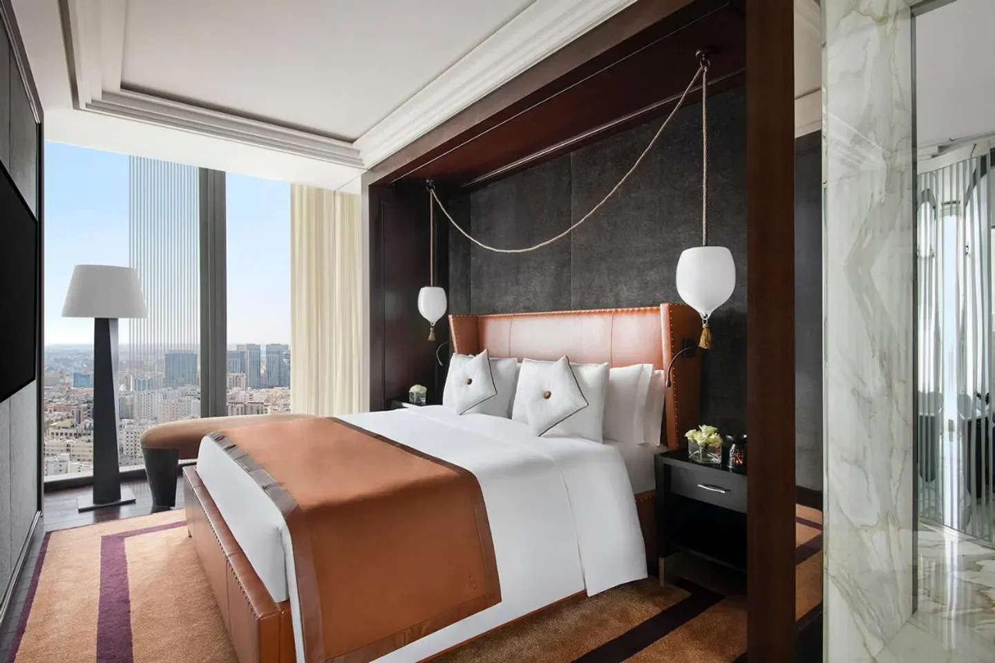 Luxury bedroom at Banyan Tree Doha At La Cigale Mushaireb with city views in Doha.