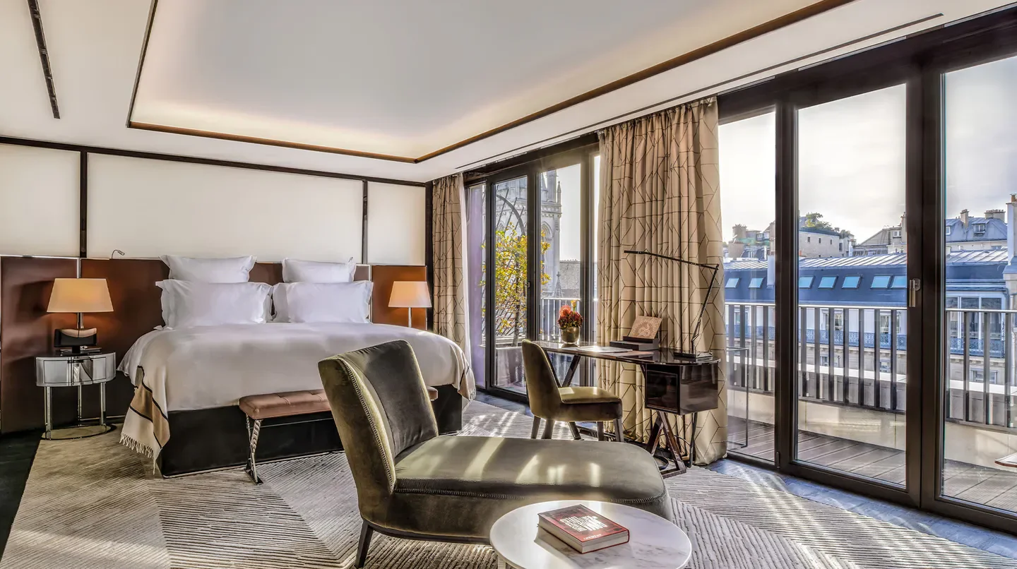 Luxury bedroom at Bvlgari Hotel Paris with Parisian views and stylish design