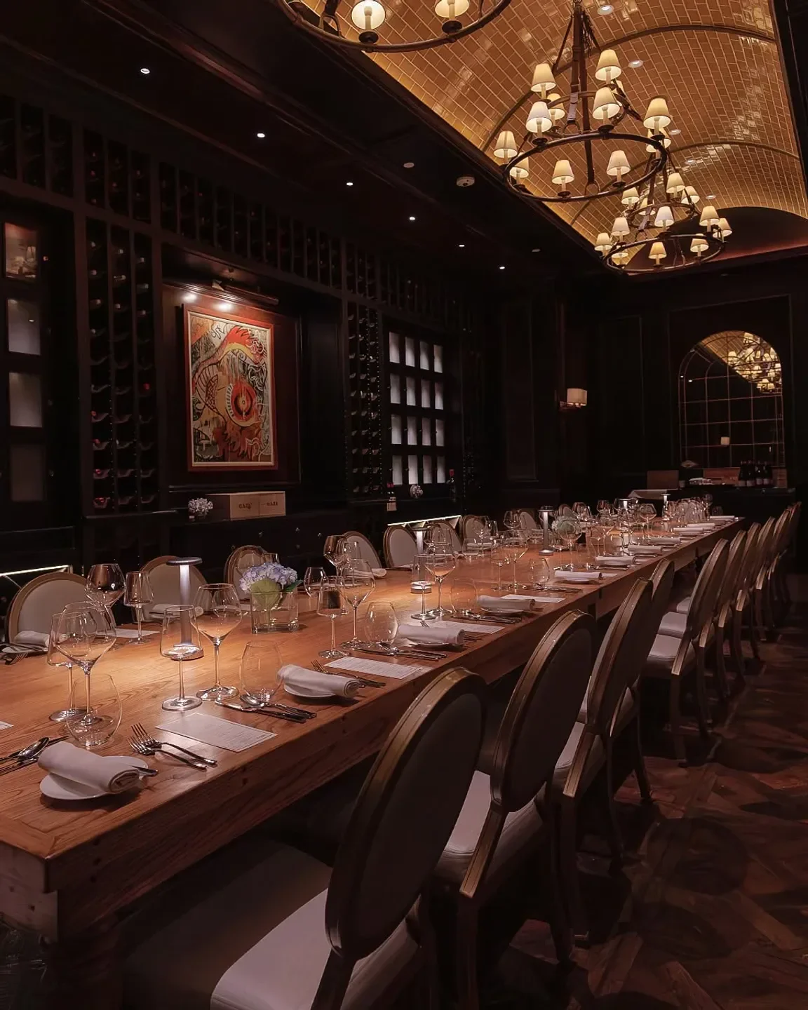 Elegant dining room interior at Café Boulud - The Bahamas, located in Nassau.