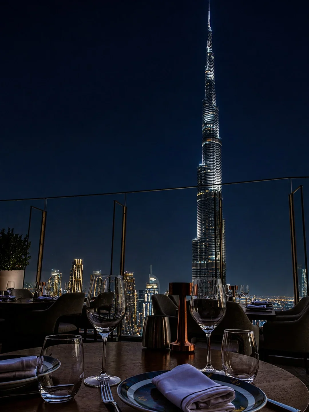 CE LA VI rooftop dining in Dubai with stunning Burj Khalifa night view and city skyline