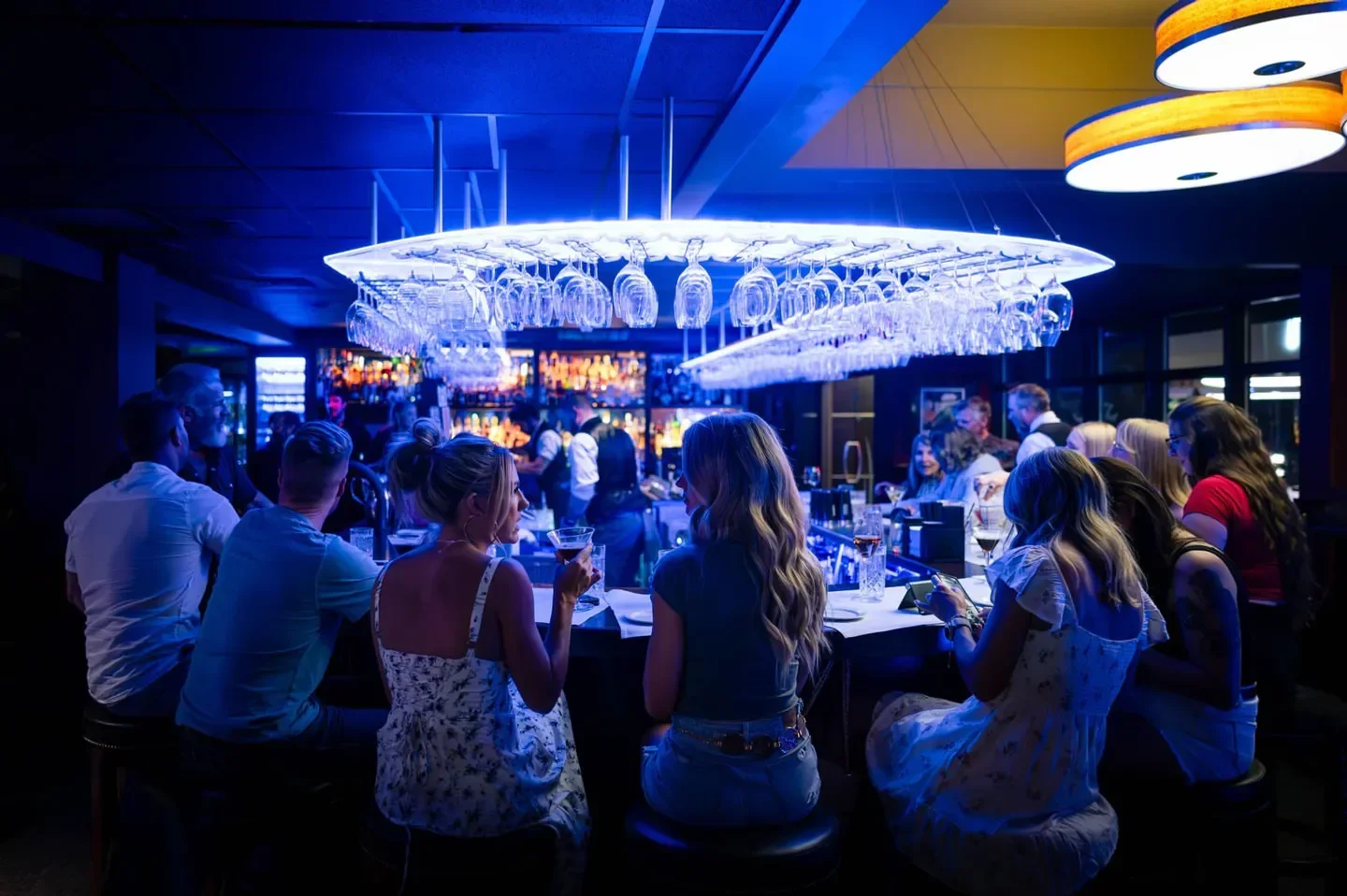 Enjoying drinks at the bar in Chandlers Prime Steaks & Fine Seafood in Boise
