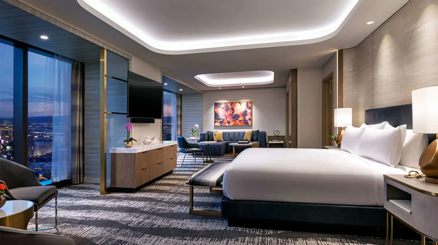 Luxury suite with a city view at Conrad Las Vegas at Resorts World, Las Vegas.