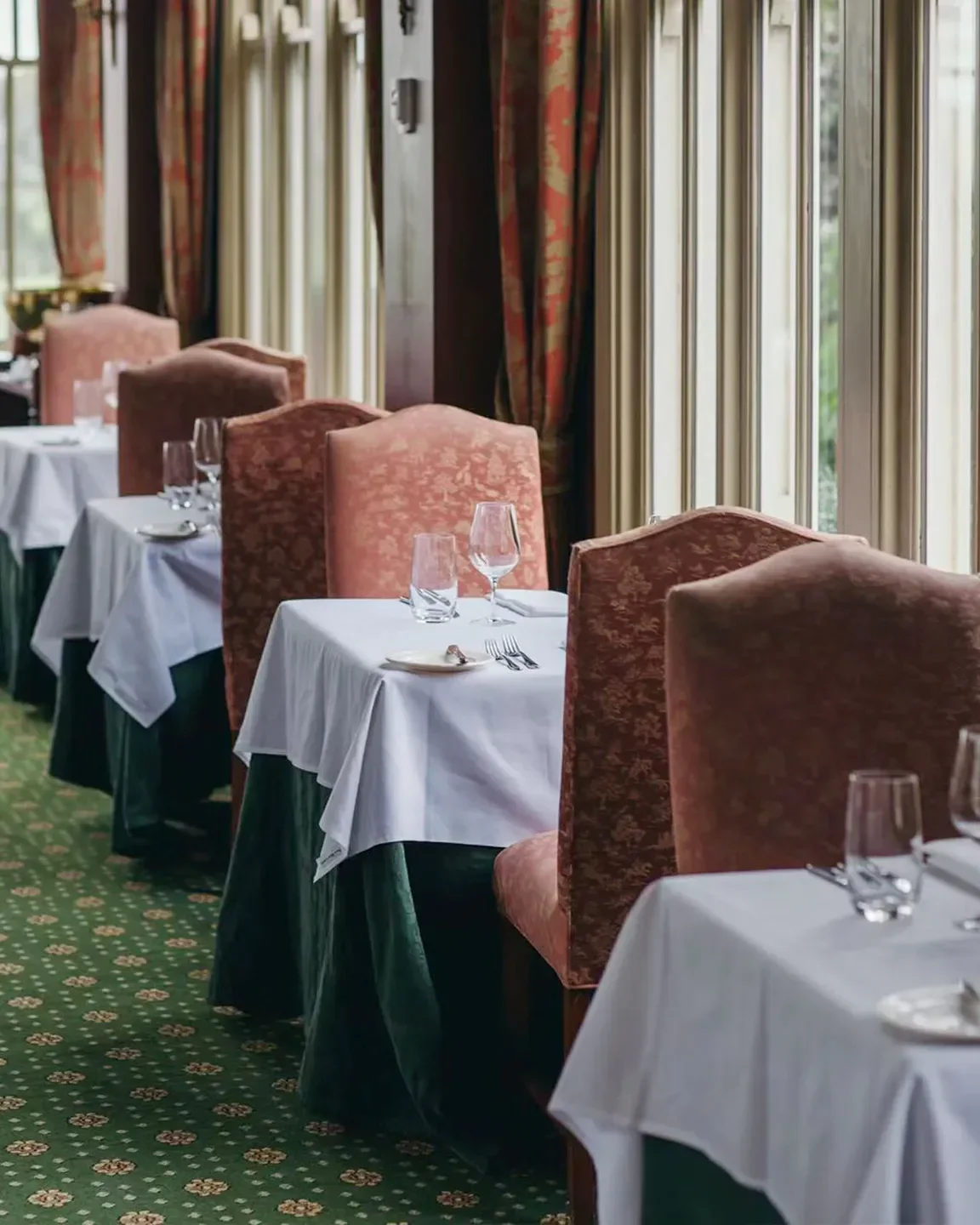 Elegant dining room interior at Eleonore's restaurant in Yarra Valley with tables set.