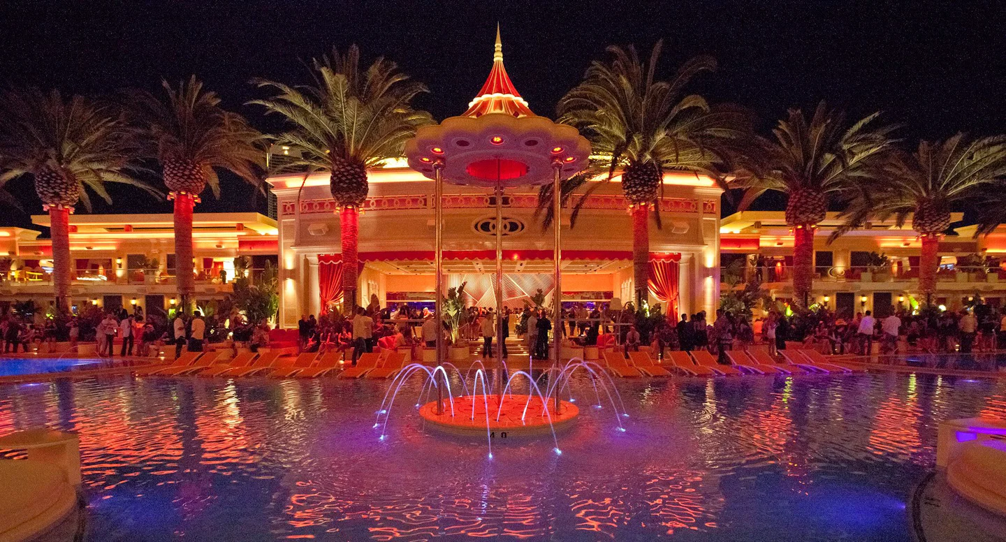 sachin and babi light blue dress Encore Beach Club at Night Bottle Service