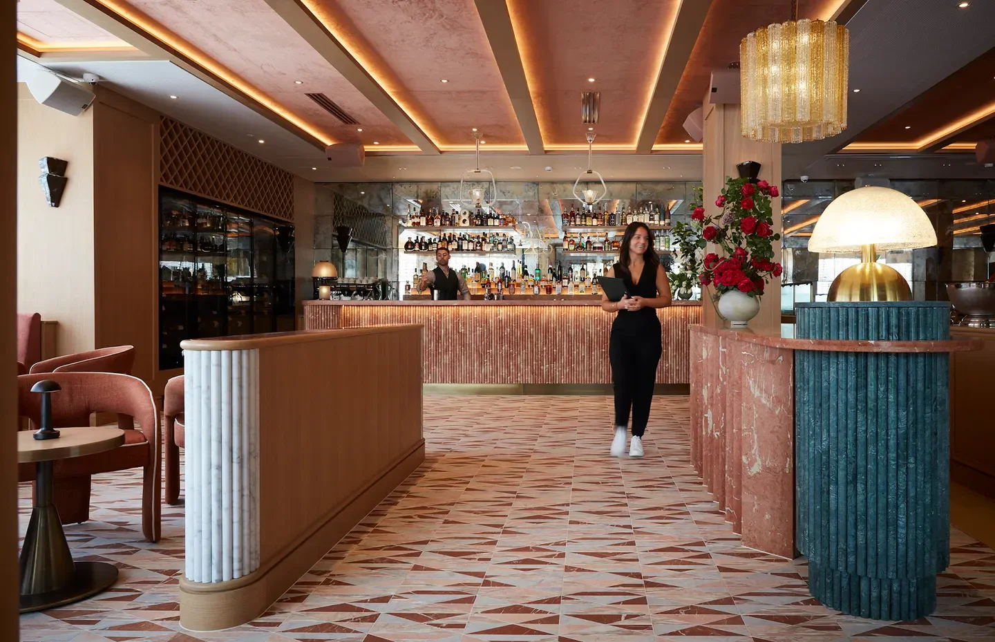 Interior of Establishment 203 restaurant in Brisbane, showcasing stylish design and ambiance.