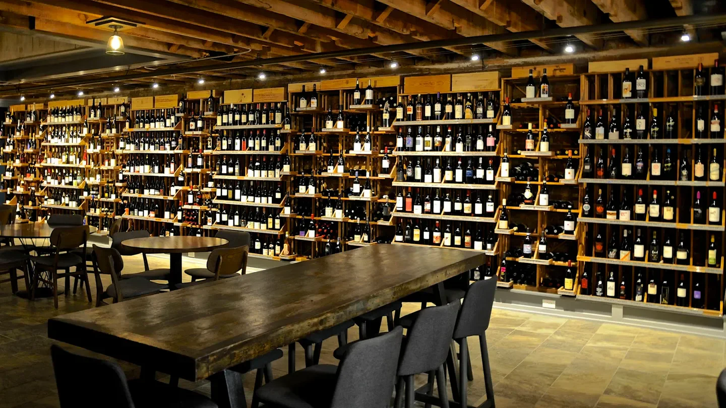 FLG Terroir Wine Bar & Bistro in Flagstaff, showcasing a vast wine collection.