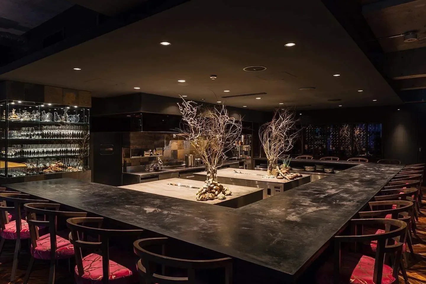 Interior of Florilège restaurant in Tokyo, showcasing a stylish, modern dining area.