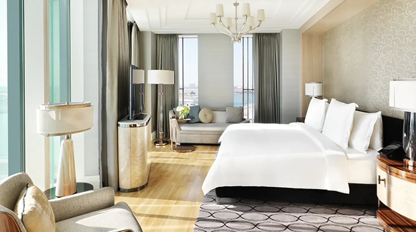 Luxury hotel suite at Four Seasons Hotel Abu Dhabi at Al Maryah Island, Abu Dhabi.