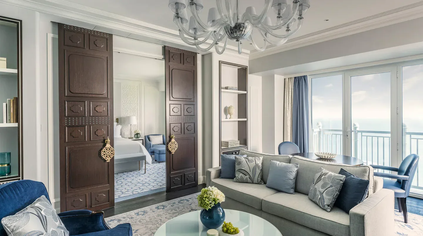 Luxury suite interior at Four Seasons Hotel Doha, offering elegant comfort in Doha, Qatar.