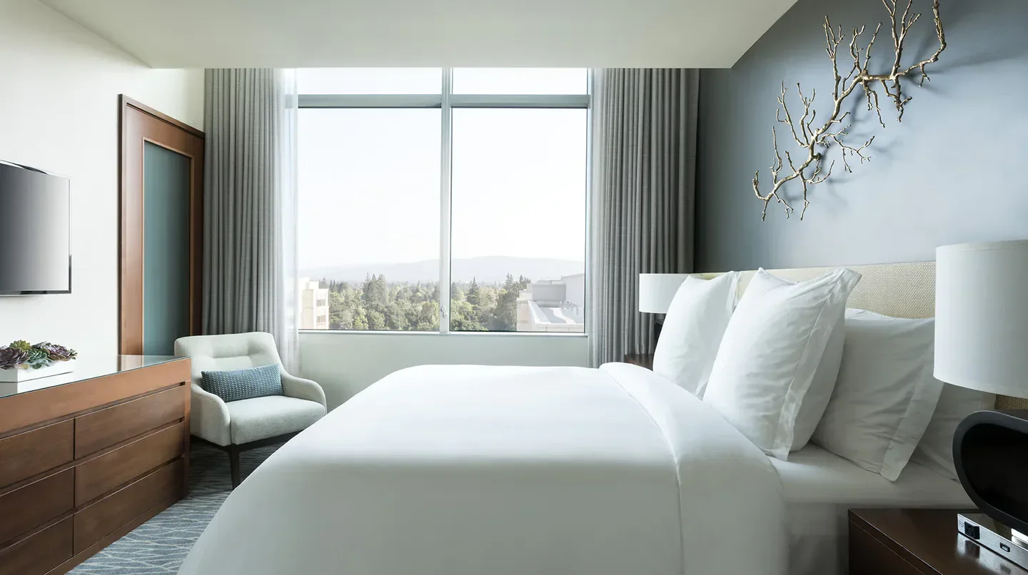 Elegant bedroom at Four Seasons Hotel Silicon Valley at East Palo Alto, San Francisco