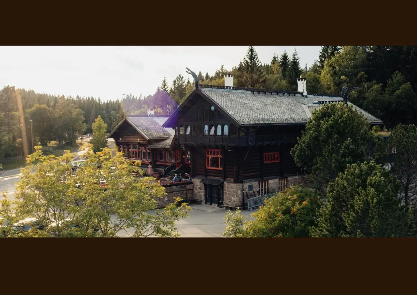 Exterior view of Frognerseteren restaurant in Oslo, Norway, showcasing traditional architecture