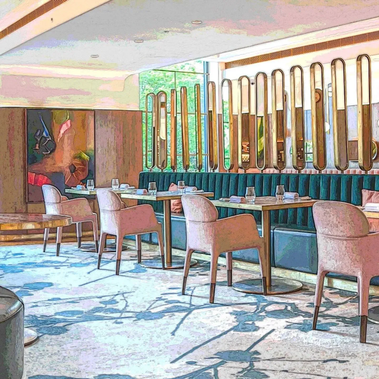Interior of Glovers Alley in Dublin, featuring stylish seating and elegant decor.