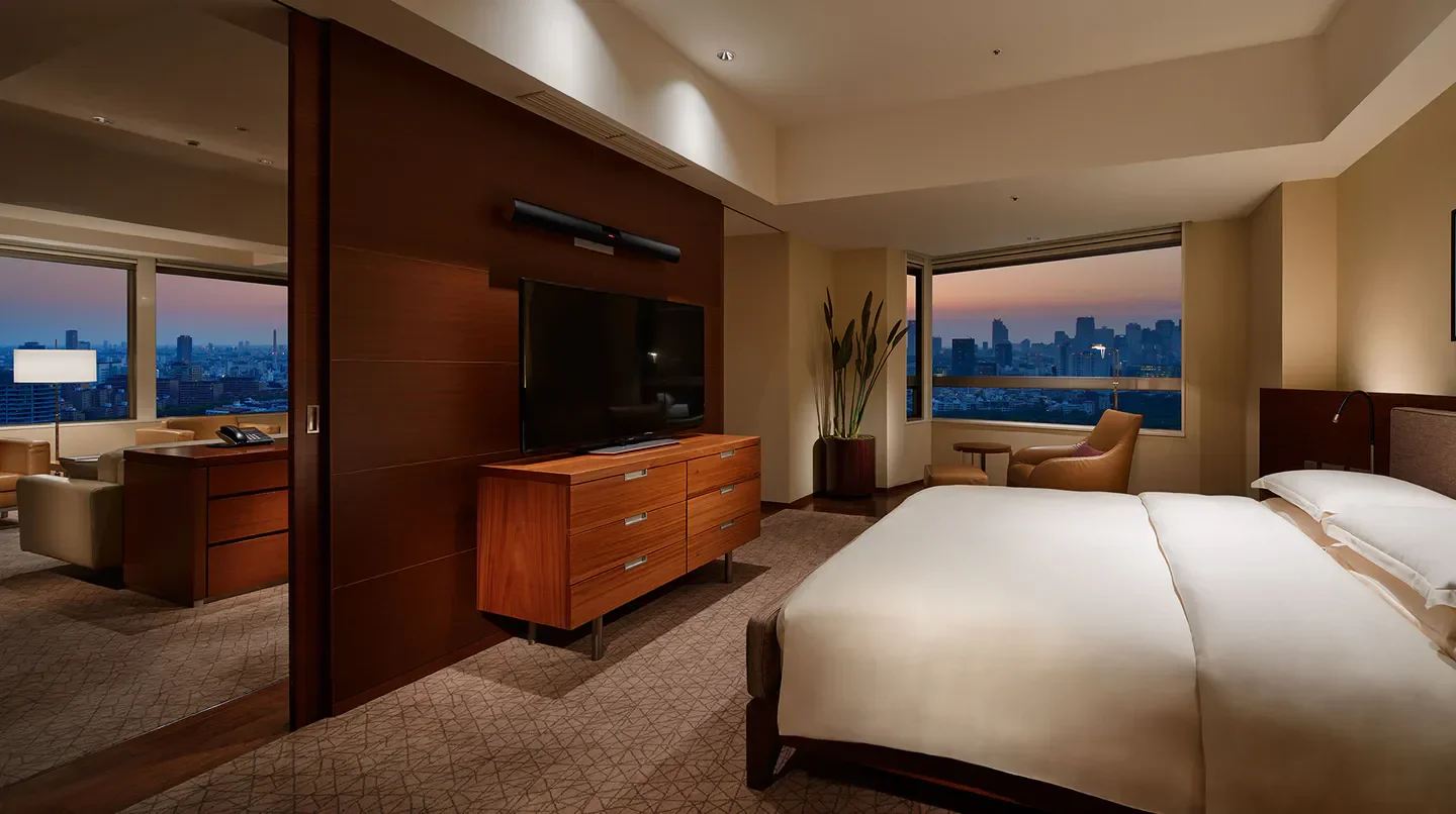 Luxury hotel room at Grand Hyatt Tokyo with city views, a perfect stay in Tokyo.