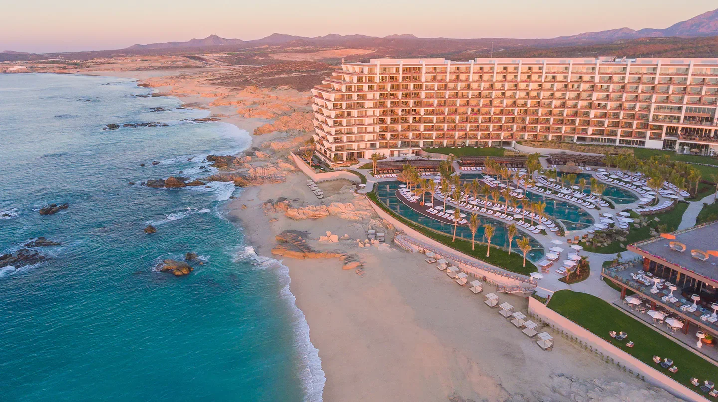 Aerial view of Grand Velas Los Cabos resort in Cabo San Lucas, Mexico.