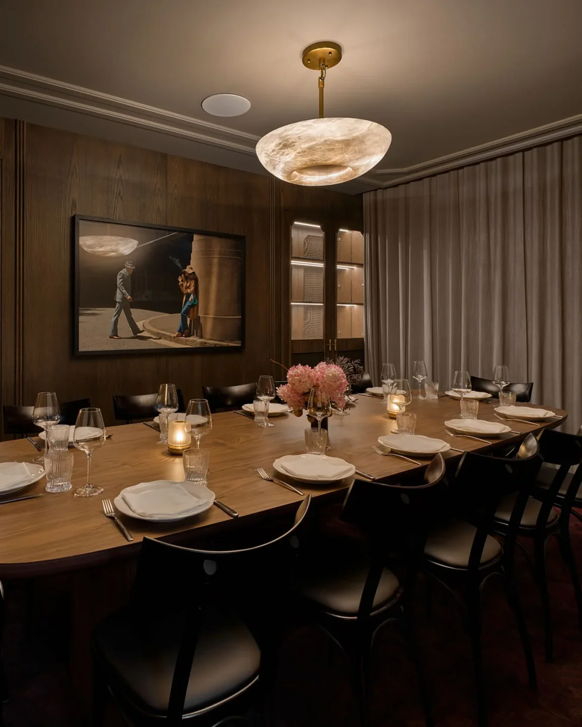 Grappa Ristorante e Bar Sydney private dining room with elegant table setting and modern art.