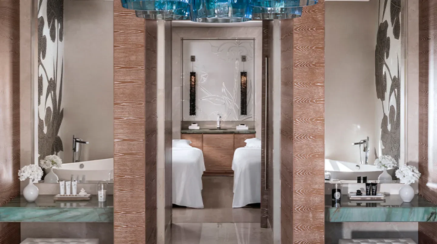 Interior of Guerlain Spa at One&Only The Palm in Dubai, spa treatment rooms.