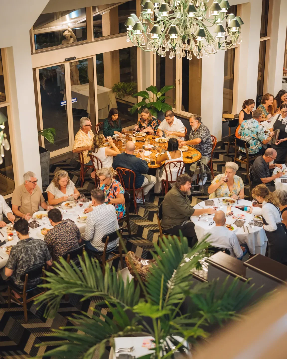Diners enjoying the stylish interior of Harrisons restaurant in Port Douglas.