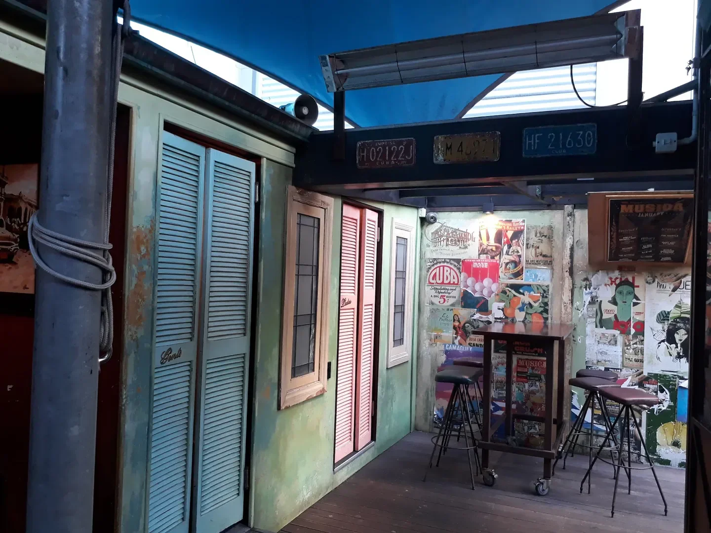 Interior of Havana Bar restaurant in Wellington, showcasing vintage decor and charming atmosphere.