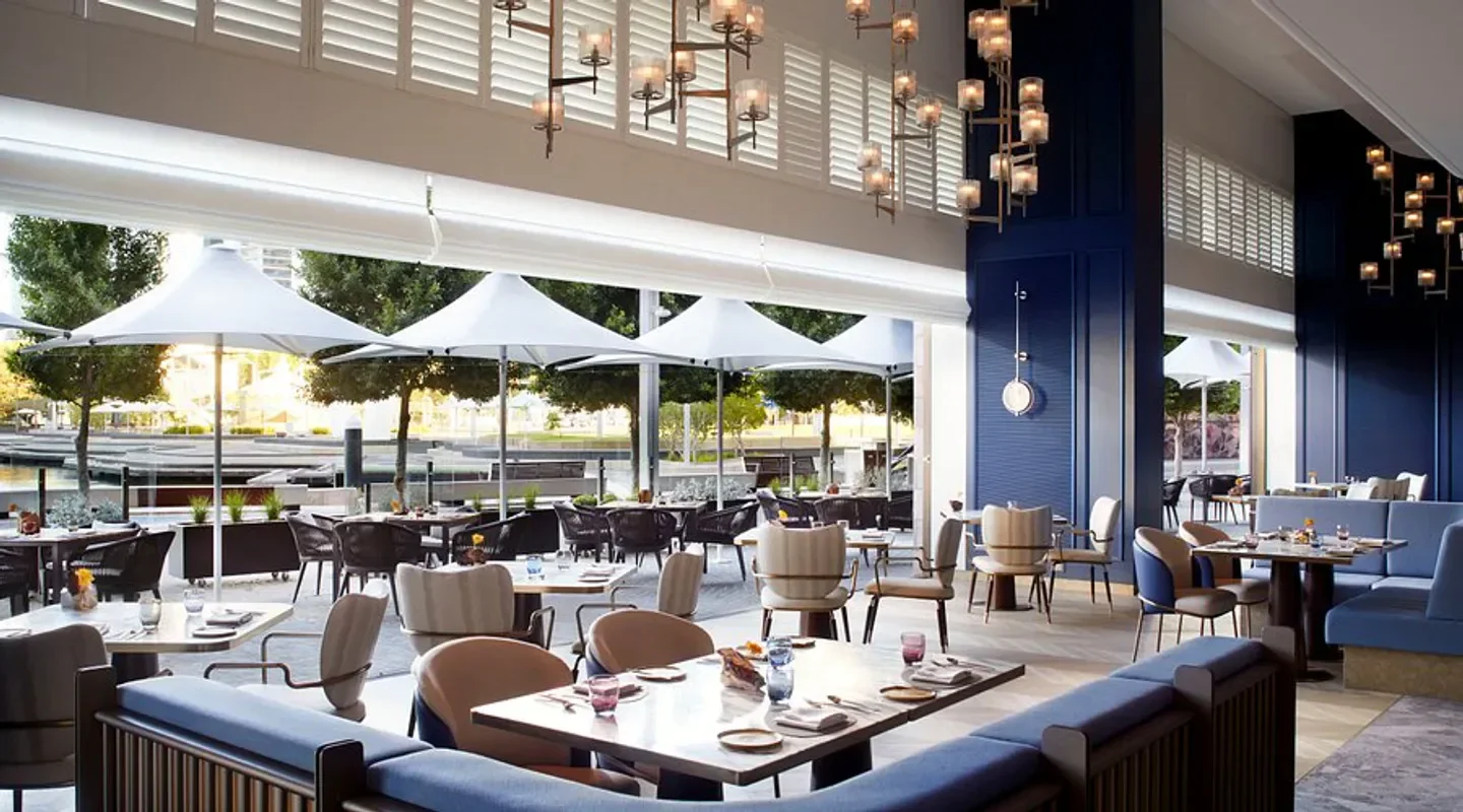 Stylish dining at Hearth Restaurant & Lounge in Perth with outdoor seating and waterfront views.