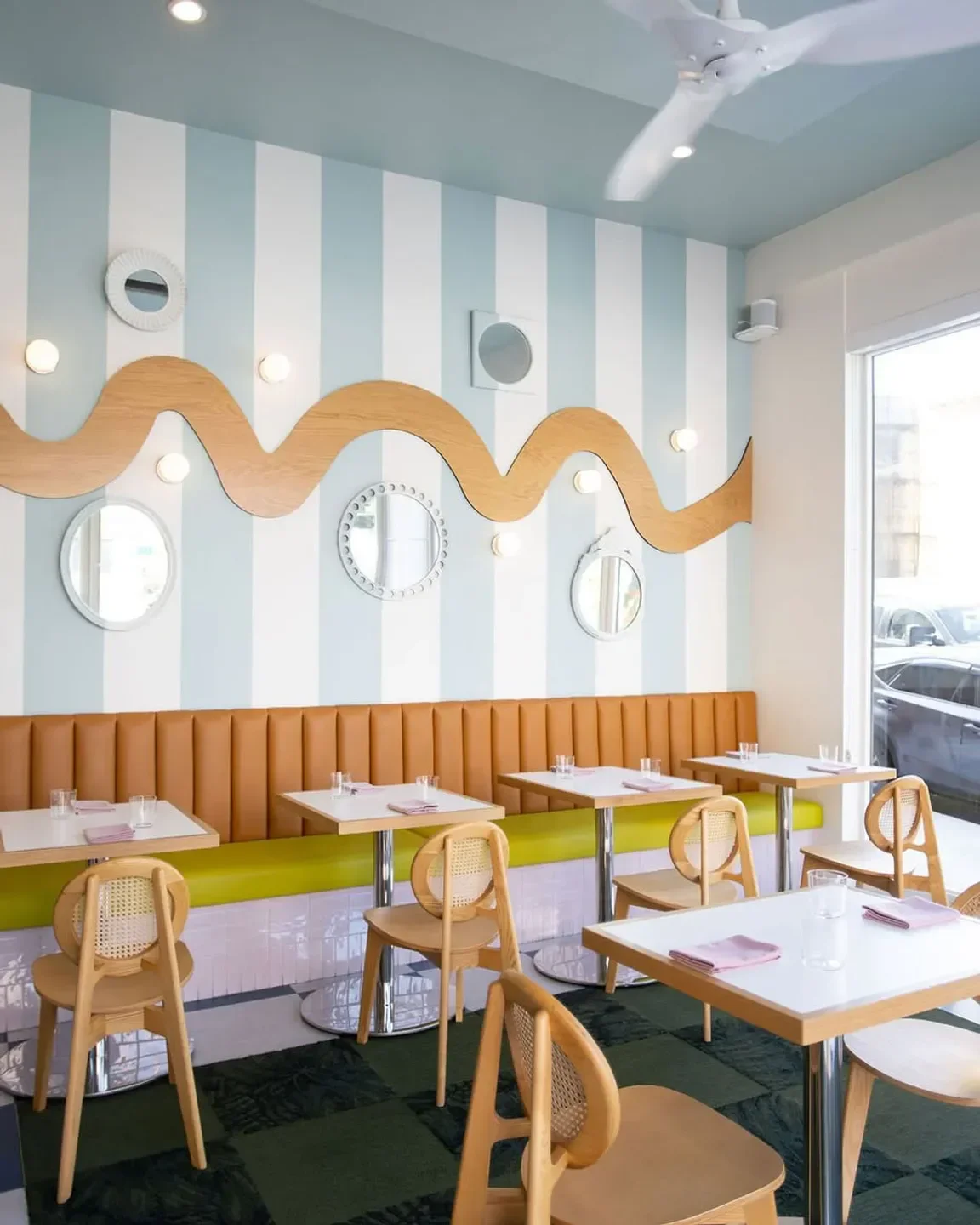 Interior of Hilda and Jesse restaurant in San Francisco with stylish decor and seating.