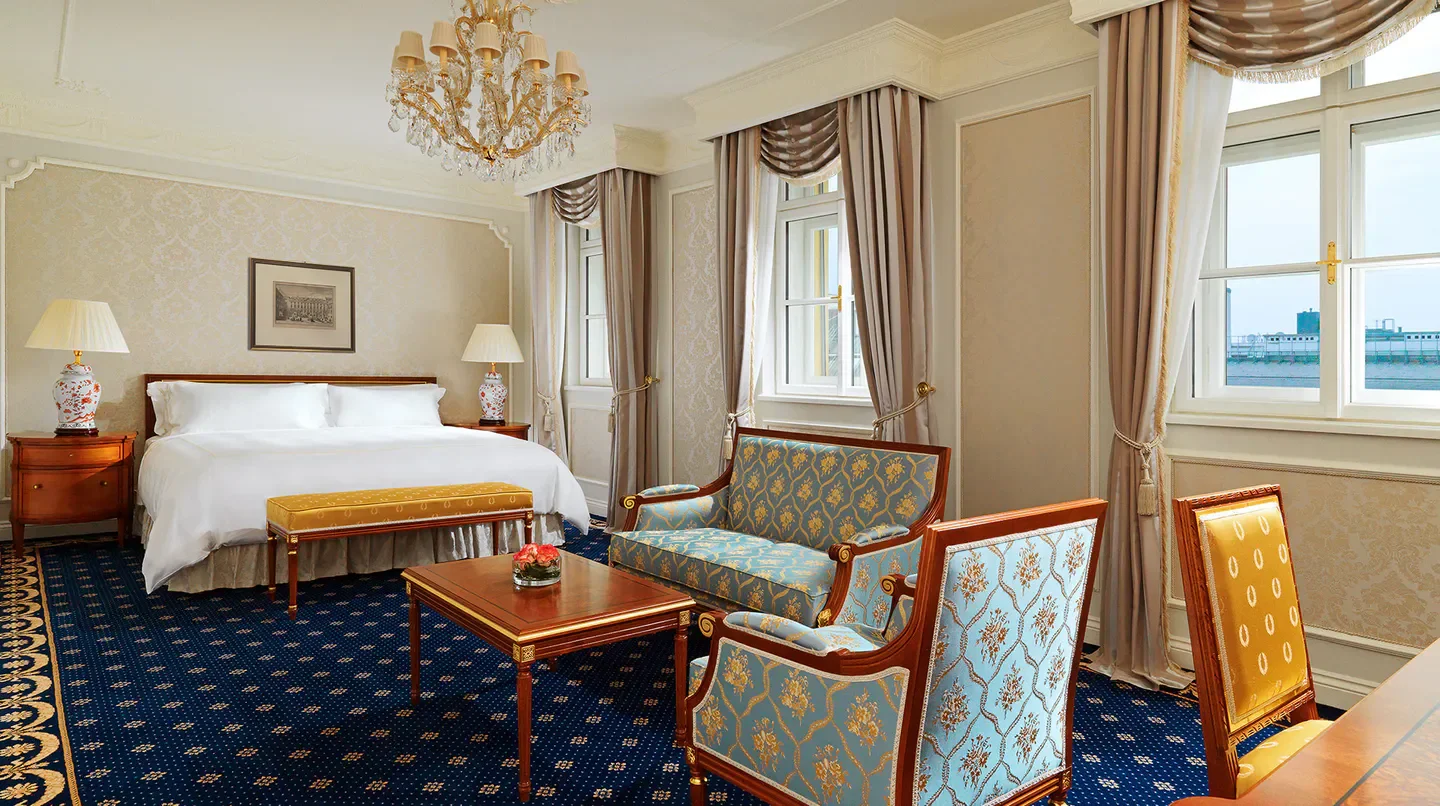 Elegant bedroom at Hotel Imperial, A Luxury Collection Hotel, Vienna, with classic decor.