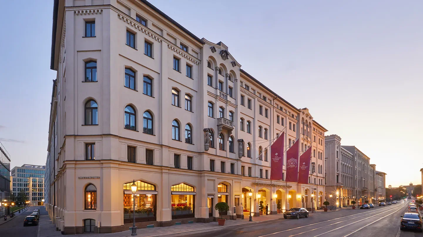 Exterior view of Hotel Vier Jahreszeiten Kempinski Munich, classic architecture in Munich.