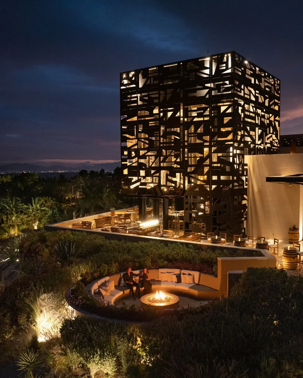 Humo restaurant in San José del Cabo with fire pit and unique architectural design