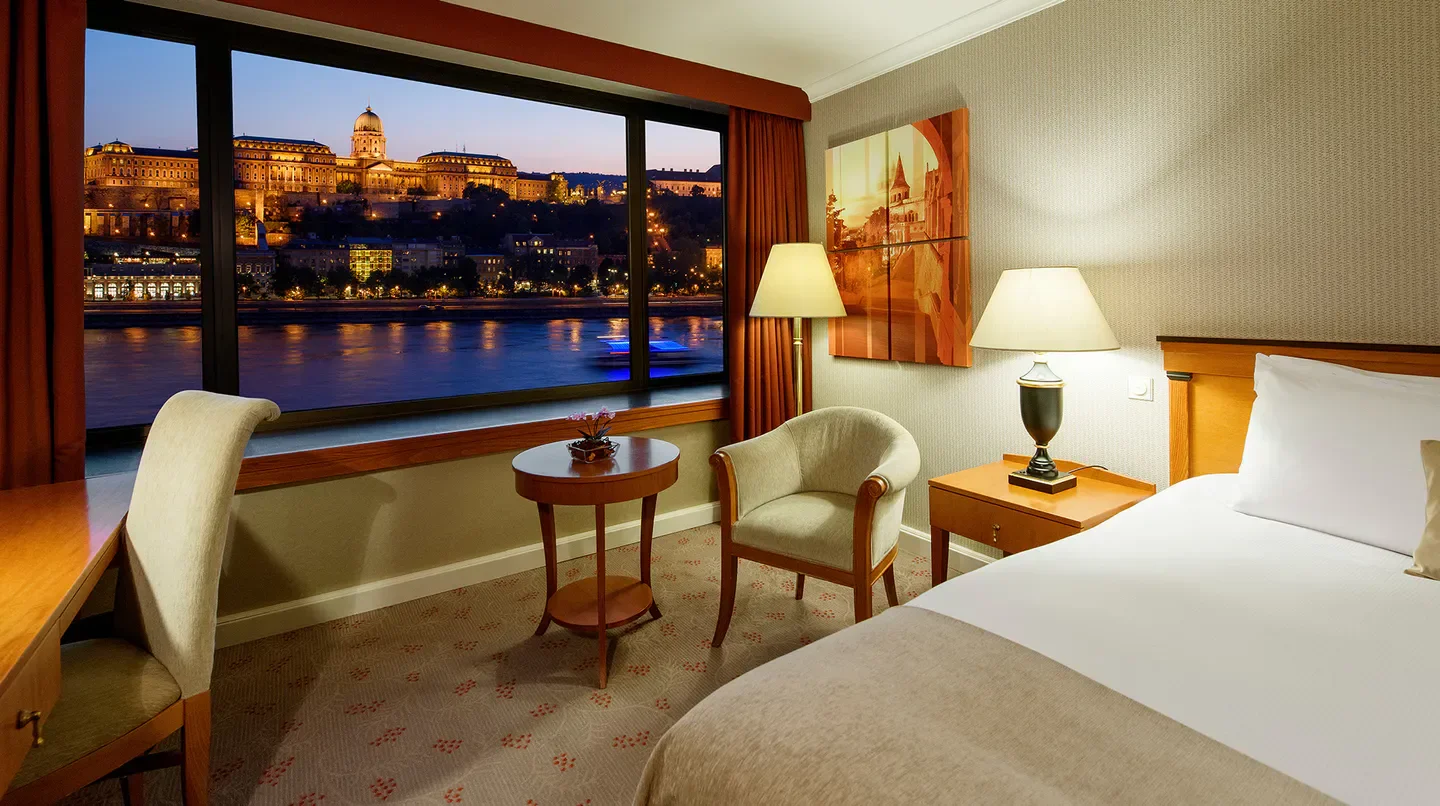 Room with a view at InterContinental Budapest overlooking the beautiful Budapest skyline.