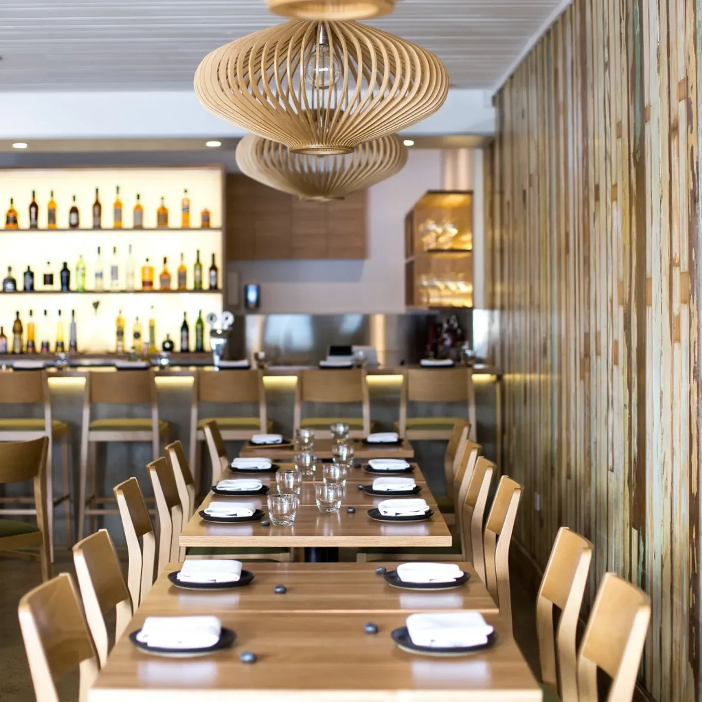 Elegant dining area at Jimmy Wah's restaurant in Gold Coast with stylish lighting and decor