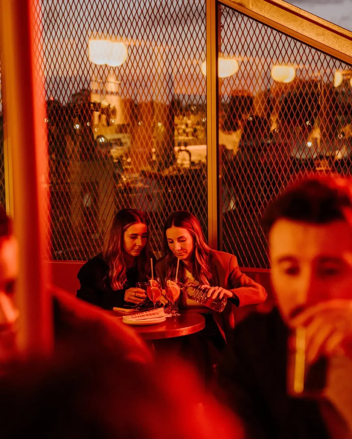 Cocktails and ambience at Johnny's Green Room restaurant in Melbourne