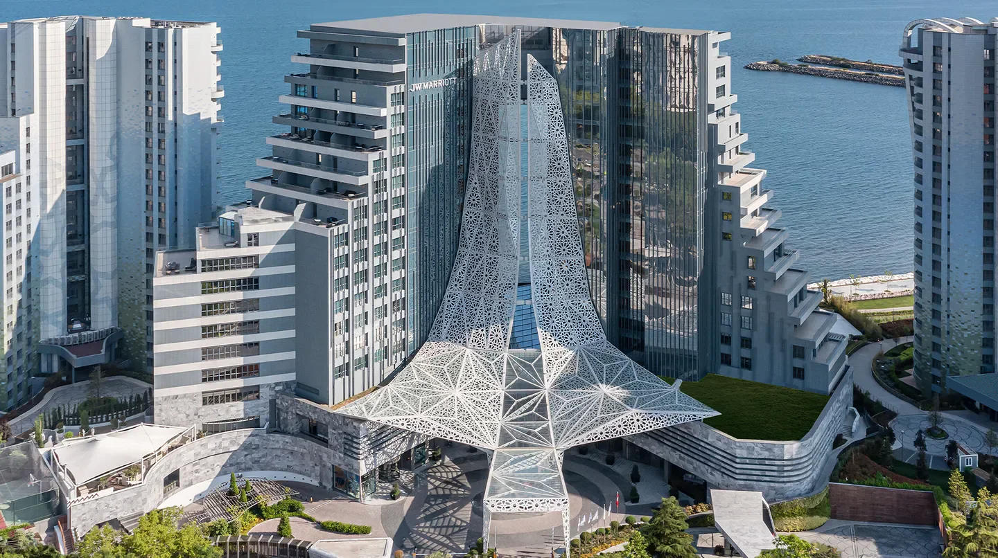 JW Marriott Hotel Istanbul Marmara Sea in Istanbul, modern architecture by the sea.