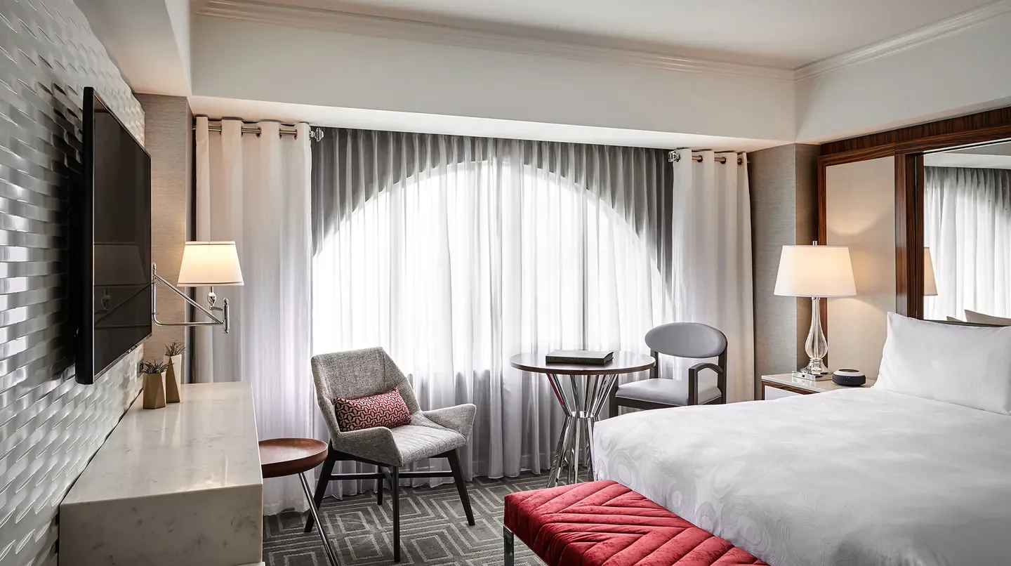 JW Marriott San Francisco Union Square hotel room with modern decor in San Francisco.
