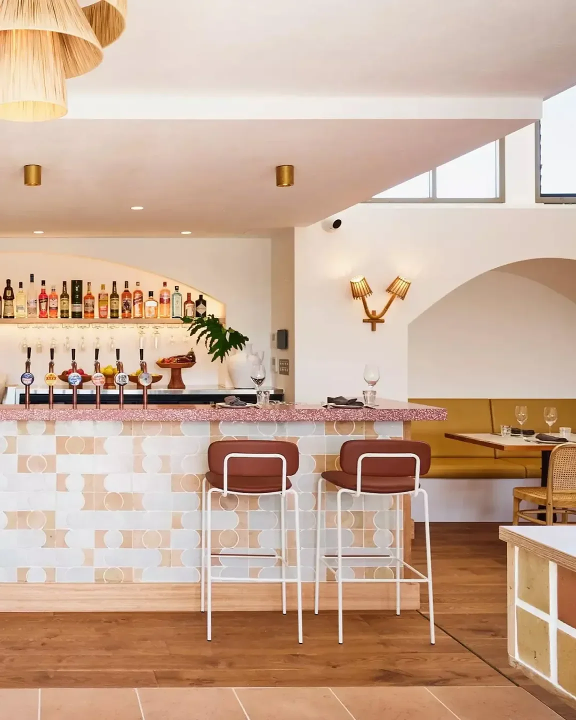 Interior bar at Lago Cucina on the Central Coast, featuring stylish decor and seating.