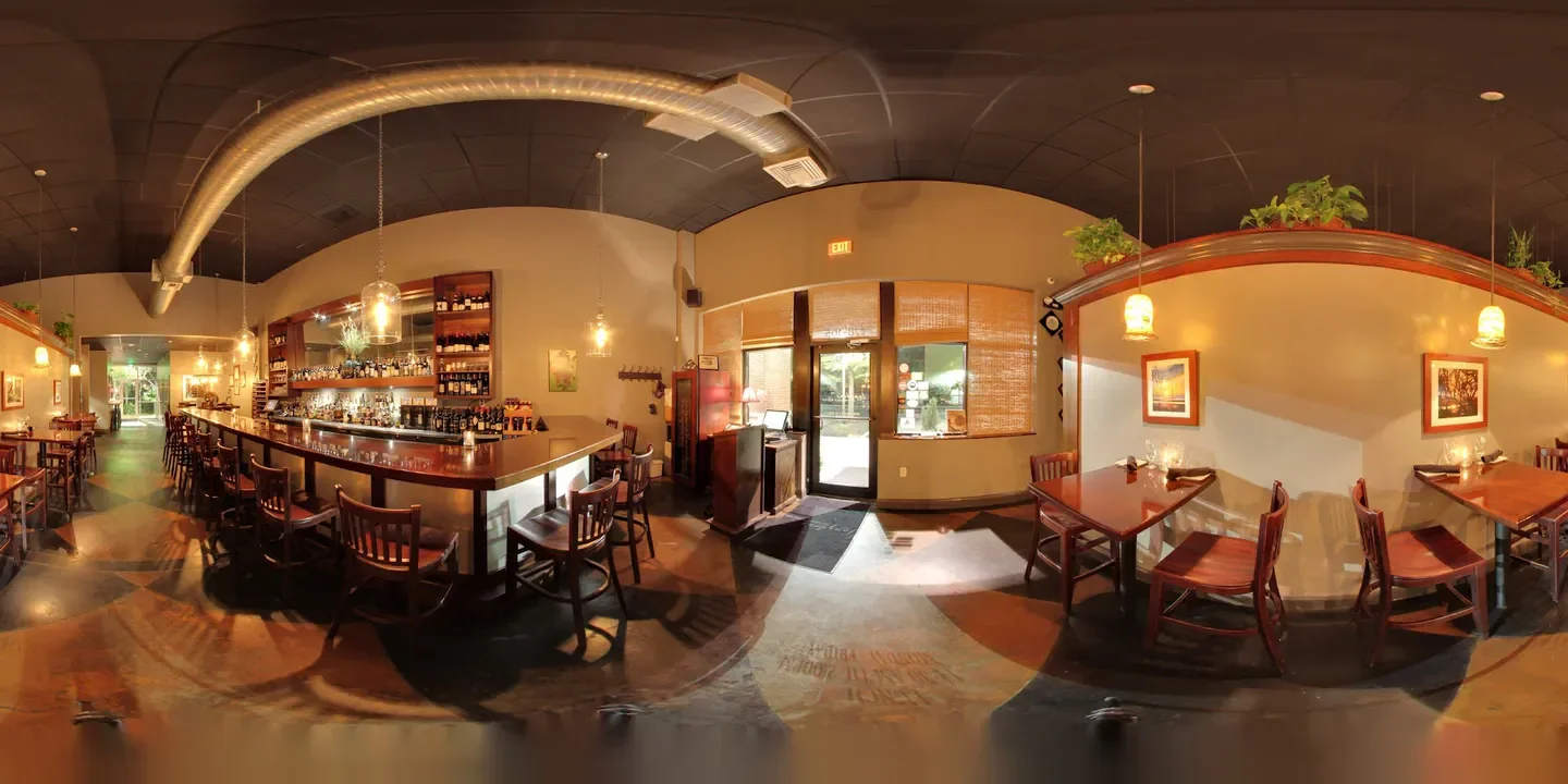 Interior of Langdon's Restaurant & Wine Bar in Charleston, SC. Bar and dining area