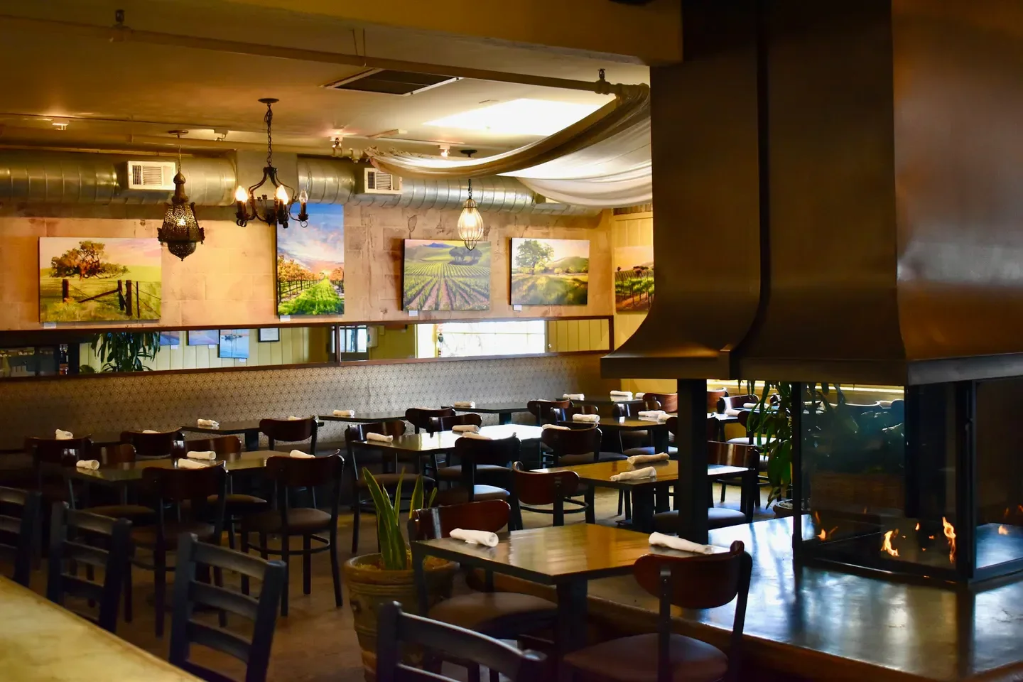Cozy dining room at Los Olivos Wine Merchant & Cafe in Santa Ynez Valley