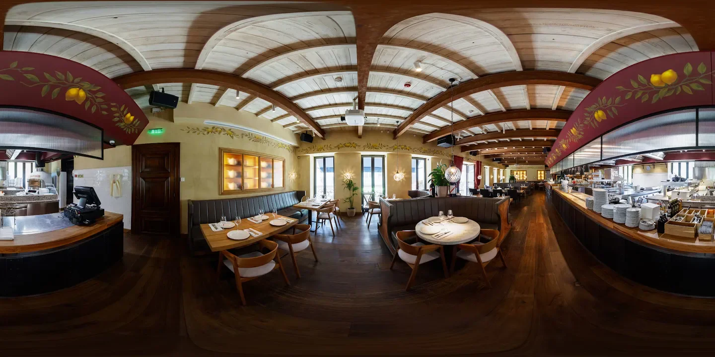 Interior view of Maritozzo in Moscow, showcasing its stylish design and dining area.