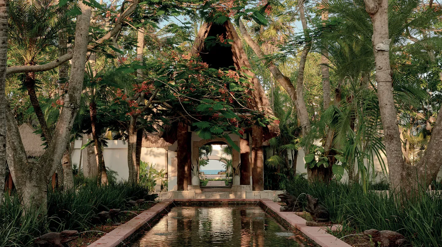 Idyllic water feature at Maroma, A Belmond Hotel, Riviera Maya, Playa del Carmen resort.