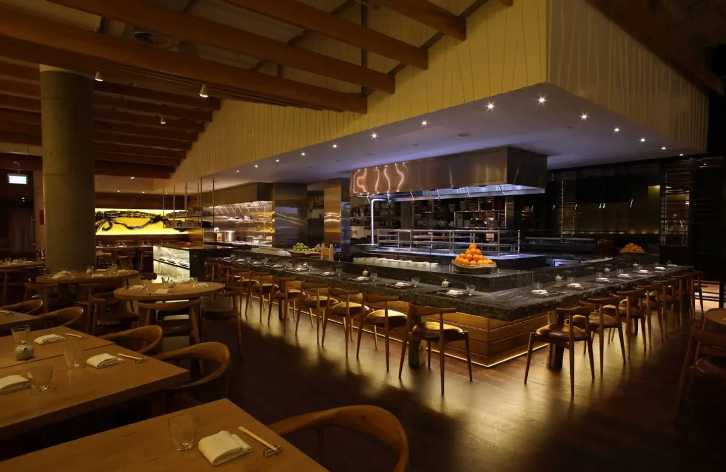 Interior view of MASU by Nic Watt in Auckland, featuring the sushi counter and dining area.