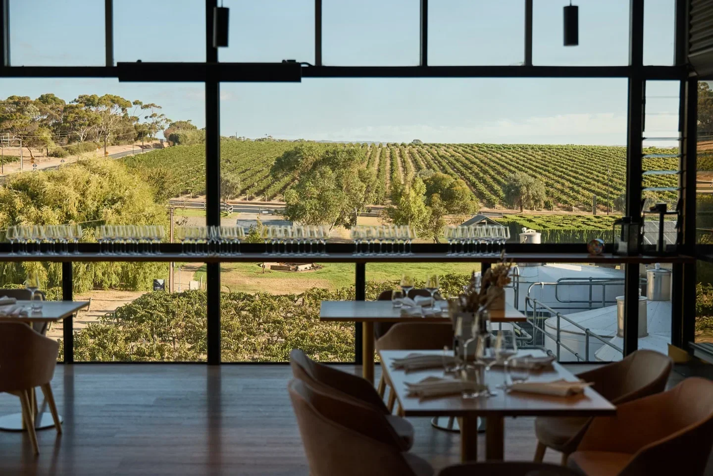 Dining view at Maxwell Restaurant in McLaren Vale and Fleurieu Coast overlooking vineyards