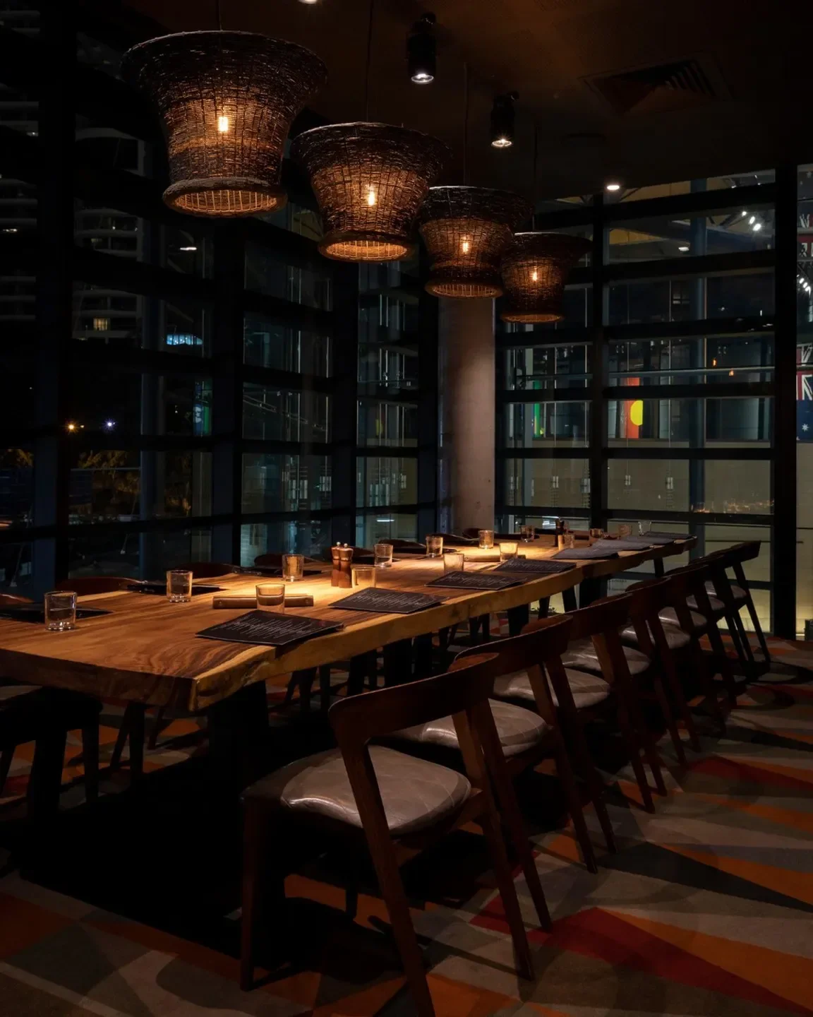 Meat & Wine Co, Melbourne, intimate dining experience with designer lighting and city views
